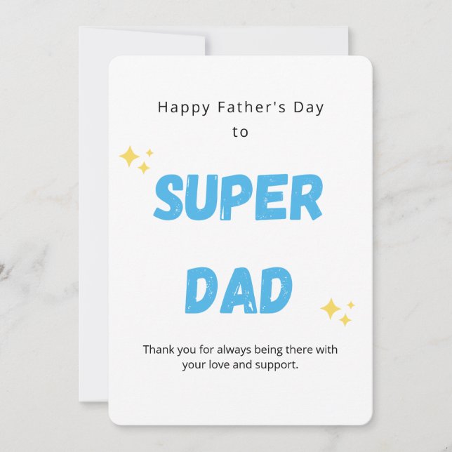 Tarjeta del Día del Padre de Super Papá (Anverso)