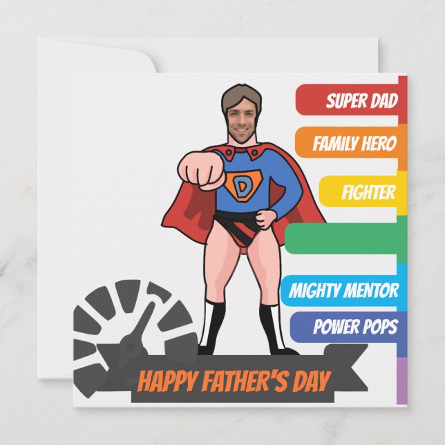 Tarjeta del Día del Padre de superhéroes (Anverso)