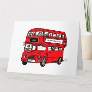 Tarjeta del Día del Padre del autobús rojo de dos