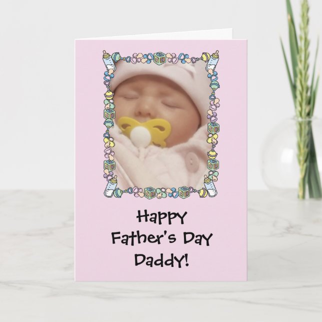 Tarjeta del día del padre del bebé - rosa (Anverso)