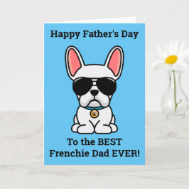 Tarjeta del día del padre del Bulldog francés blan