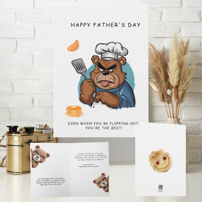 Tarjeta del día del padre del chef del oso (Make Dad's day with a laugh! This grumpy bear chef Father's Day card is perfect for a fun-loving dad)