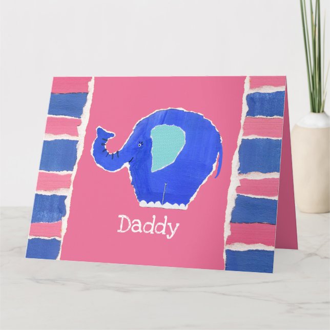 Tarjeta del Día del Padre del elefante lindo perso (Anverso)