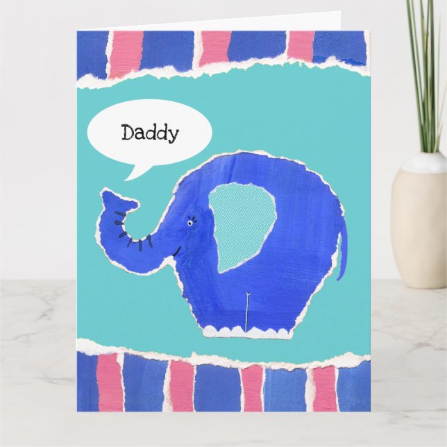 Tarjeta del Día del Padre del elefante lindo perso (Anverso)