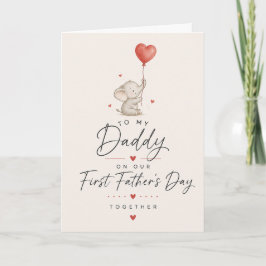 Tarjeta del Día del Padre del Elefante Pequeño y L