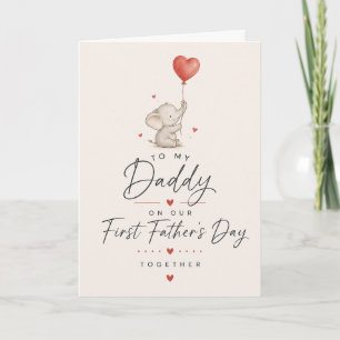 Tarjeta del Día del Padre del Elefante Pequeño y L