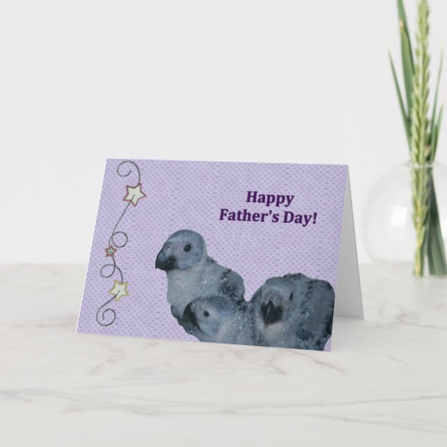 Tarjeta del día del padre del loro gris africano (Anverso)
