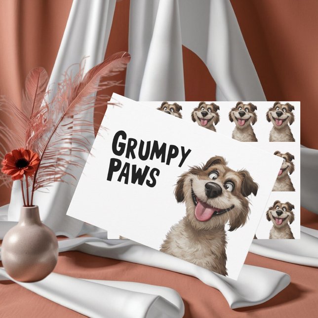 Tarjeta del día del padre del perro alegre - Grump (Bring a smile to Dad's face with this cheerful, goofy dog card!)