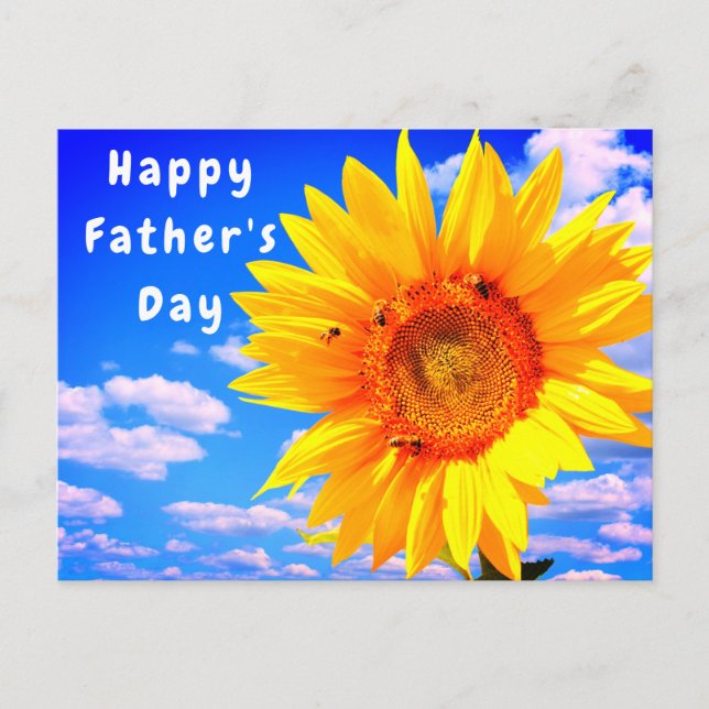 Tarjeta del Día del Padre del Sunflower and Bees B (Anverso)
