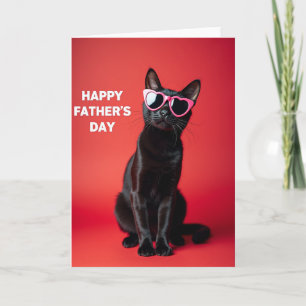 Tarjeta del Día del Padre Dulce Gato de Obsidiana
