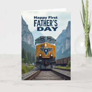 Tarjeta del Día del Padre Dulce Tren Azul Azure