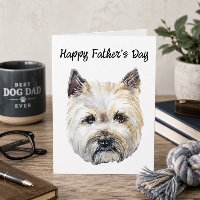 Tarjeta del Día del Padre editable para Terrier Ca (Edit the message inside to customize )