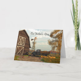 Tarjeta del día del padre en la escena agrícola ot