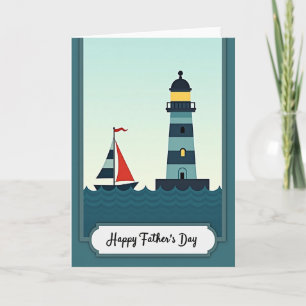 Tarjeta del Día del Padre en la orilla de las olas