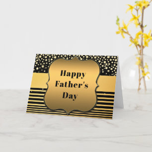 Tarjeta del Día del Padre Feliz con Brillo de Oro 
