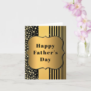 Tarjeta del Día del Padre Feliz de Negro y Dorado