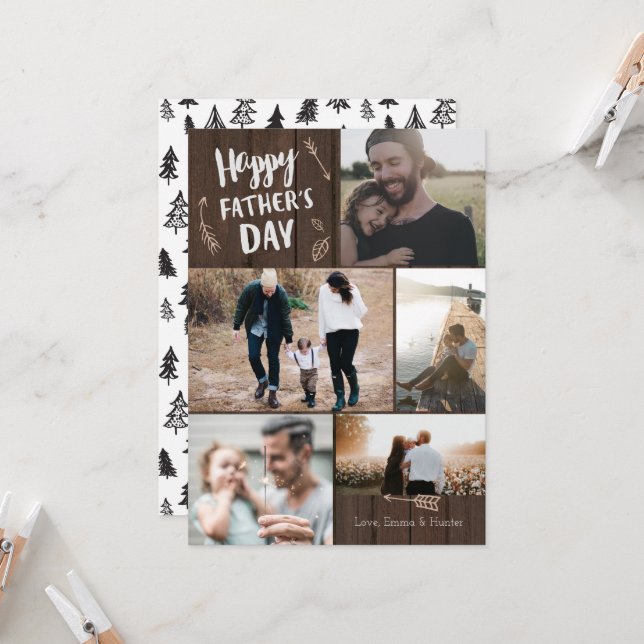 Tarjeta del Día del Padre Fotográfico Woodsy 5 (Anverso/Reverso In Situ)