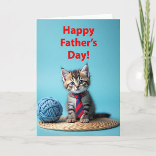 Tarjeta del Día del Padre Gatito Elegante