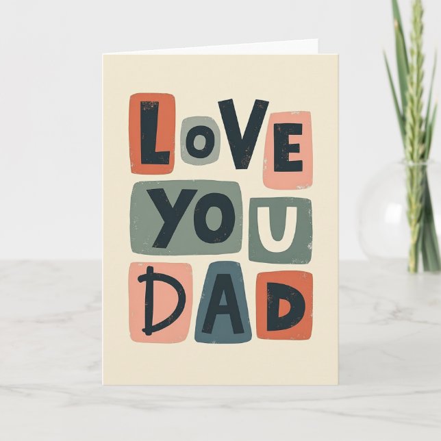 Tarjeta del Día del Padre Gris Turquesa (Anverso)