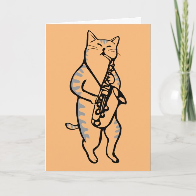 TARJETA DEL DÍA DEL PADRE JAZZ CAT SAXOPHONE (Anverso)