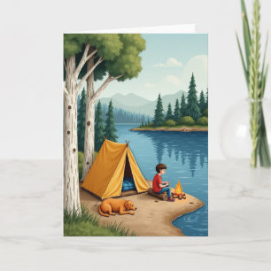 Tarjeta del Día del Padre junto al lago