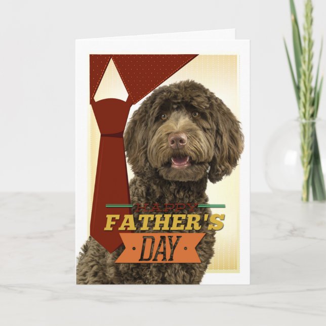 Tarjeta del Día del Padre Labradoodle (Anverso)