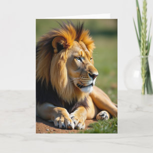 Tarjeta del Día del Padre León Iluminado por el So