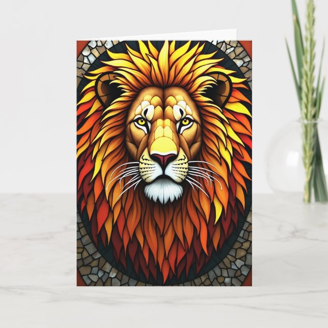 Tarjeta del Día del Padre León Vibrante (Anverso)
