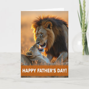 Tarjeta del Día del Padre Leones de la Sabana