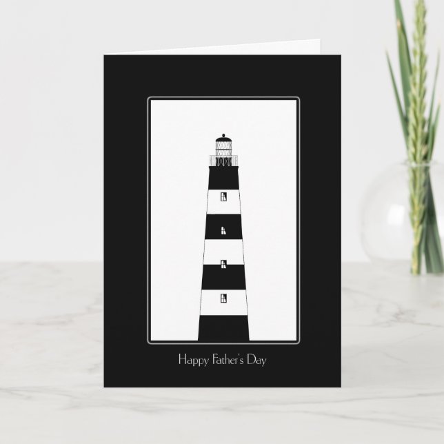Tarjeta del Día del Padre LIghthouse blanco y negr (Anverso)