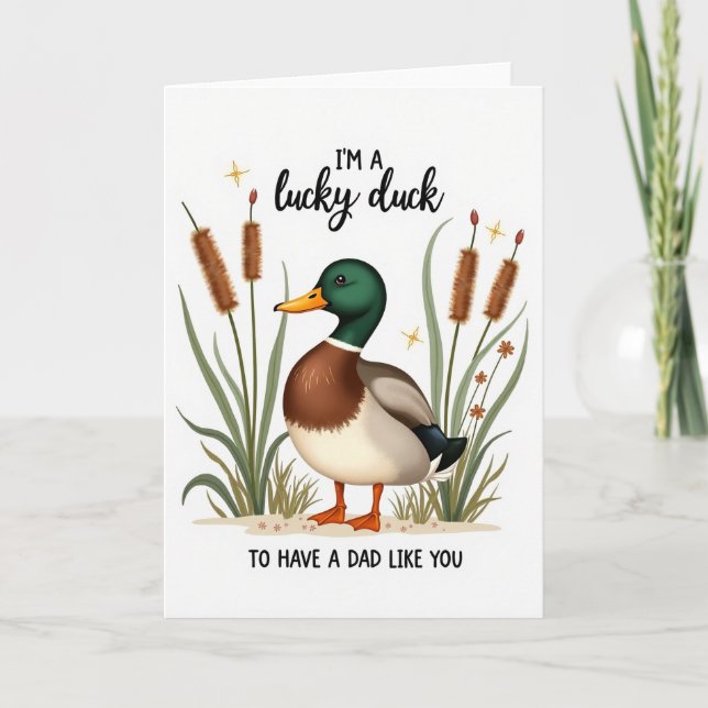 Tarjeta del Día del Padre Lucky Duck (Anverso)