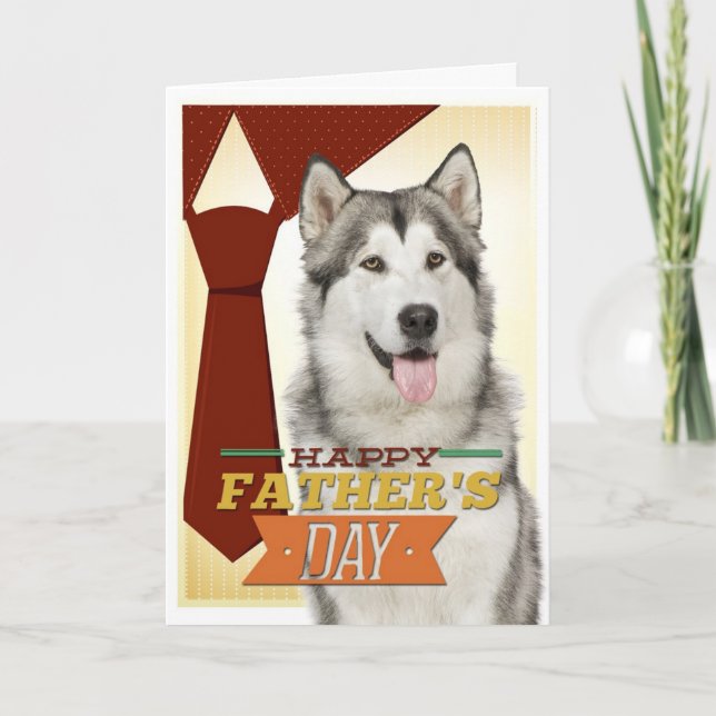 Tarjeta del Día del Padre Malamute (Anverso)