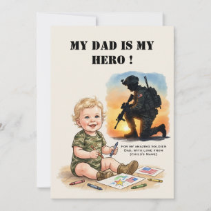 Tarjeta del Día del Padre Militar Mi Papá Héroe
