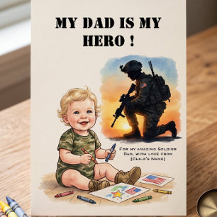 Tarjeta del Día del Padre Militar Mi Papá Héroe