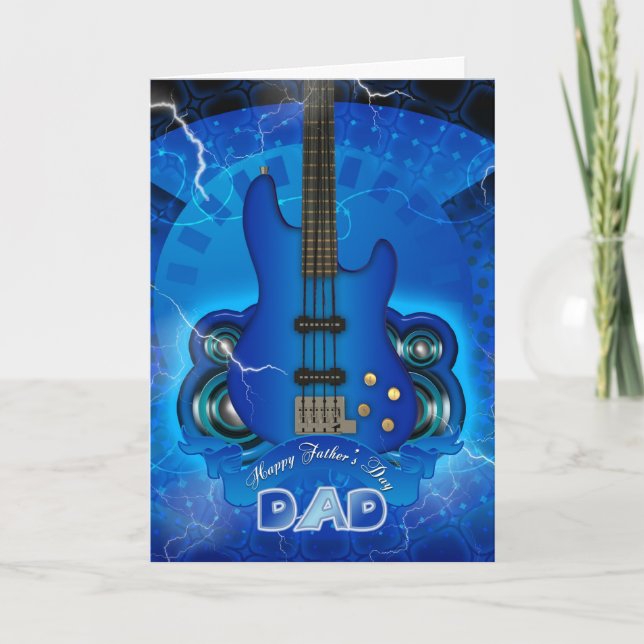 tarjeta del día del padre moderno con guitarra (Anverso)