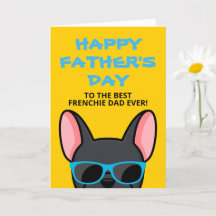 Tarjeta del Día del Padre Negra de Bulldog Francés