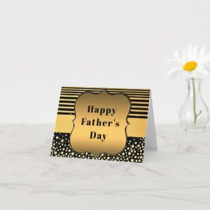 Tarjeta del Día del Padre Negra y Dorada