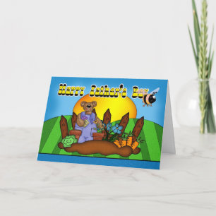 Tarjeta del día del padre - Oso de jardinería