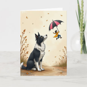 Tarjeta del Día del Padre Otoñal para Perros
