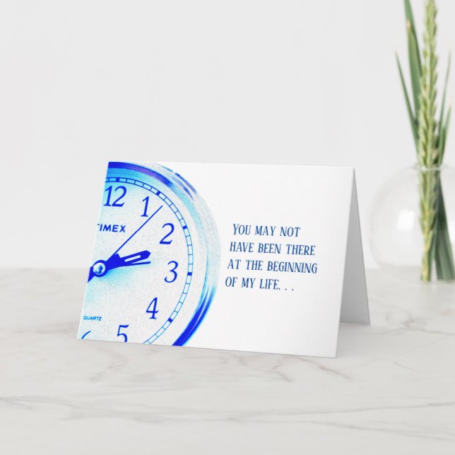 Tarjeta del día del padre-padrastro - Reloj azul (Anverso)