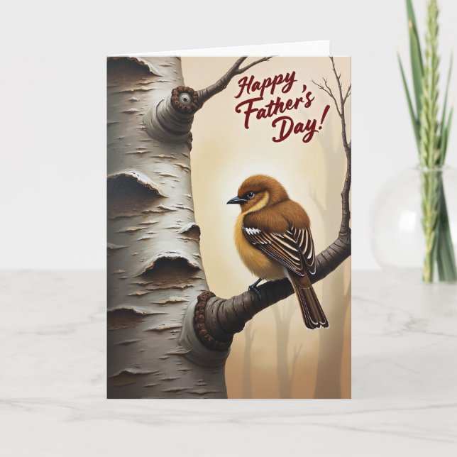 Tarjeta del Día del Padre Pájaro Rollizo (Anverso)