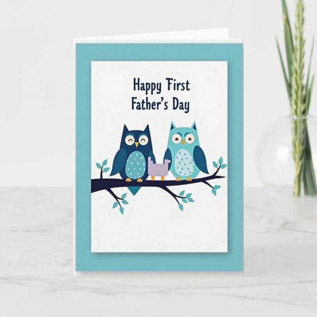 Tarjeta del Día del Padre Pájaros Turquesa (Anverso)