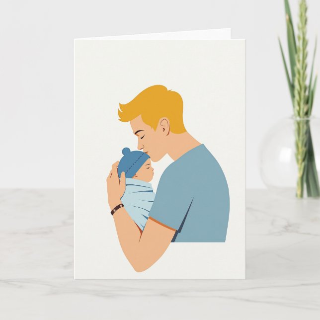 Tarjeta del Día del Padre para Cabello Rubio (Anverso)