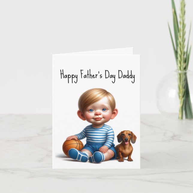 Tarjeta del Día del Padre para Dachshund Daddy (Anverso)