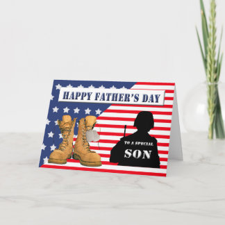 Tarjeta del día del padre para el hijo militar