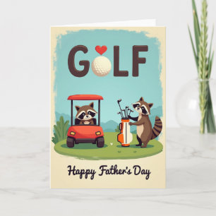 Tarjeta del Día del Padre para golfistas del bosqu