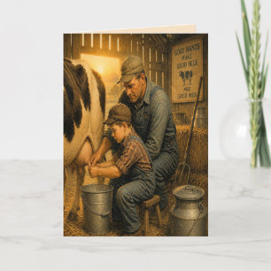 Tarjeta del Día del Padre para Granjero Lechero Vi