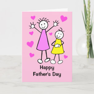 Tarjeta del Día del Padre para hija rosa linda
