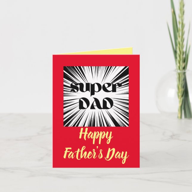 Tarjeta del Día del Padre para Papá, tema de super (Anverso)