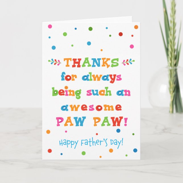 Tarjeta del día del padre para Paw Paw (Anverso)
